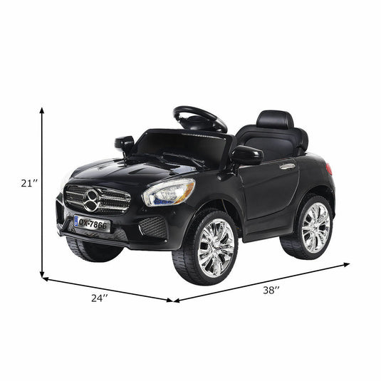 6V Kids Ride On Car with RC Remote Control and LED Lights - Black