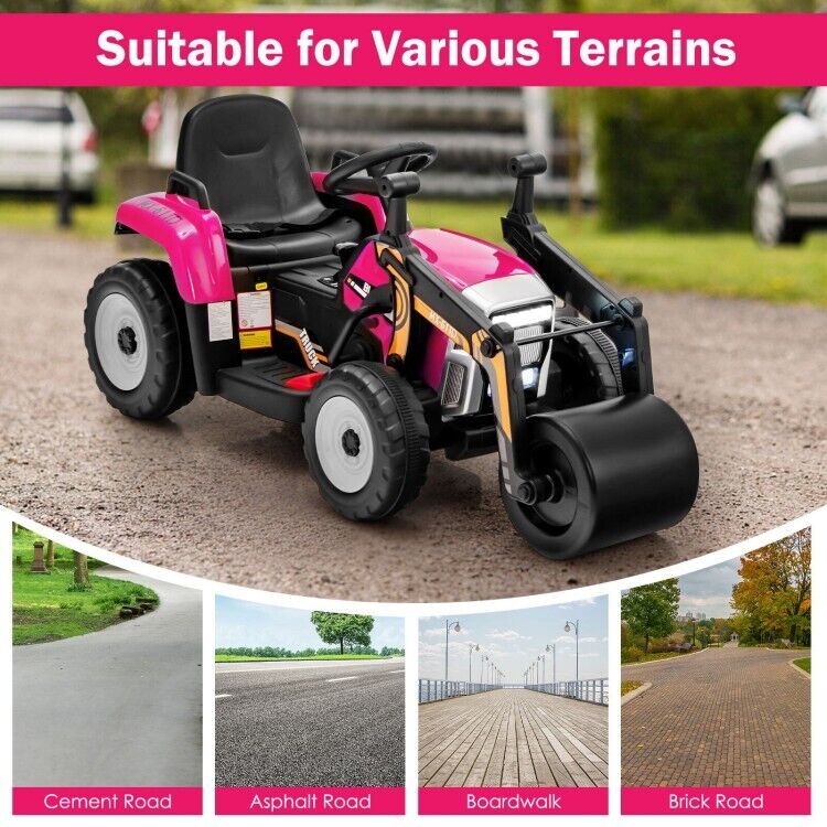 Load image into Gallery viewer, 12V Electric Pink Tractor with Remote Control, Music, and LED Lights for Kids
