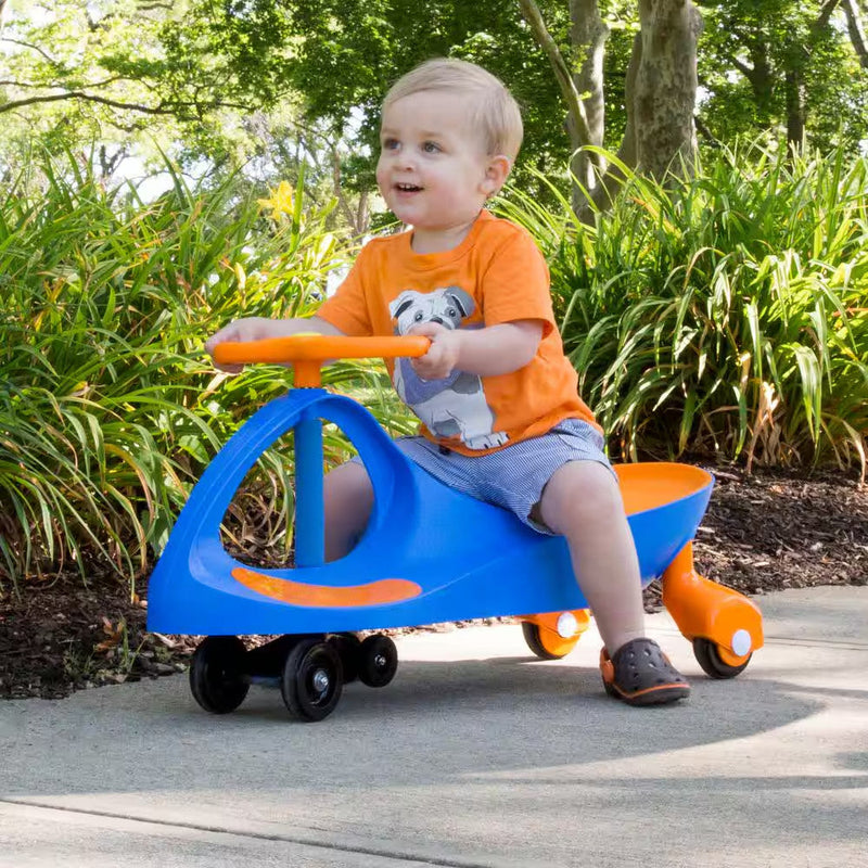 Load image into Gallery viewer, Blue and Orange Ride-On Wiggle Car Toy for Kids
