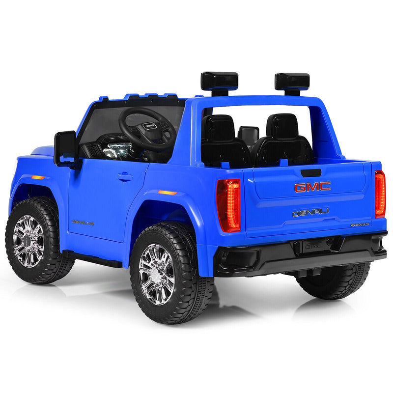 Load image into Gallery viewer, Licensed GMC 2-Seater Kids Ride On Truck with RC Control and Storage Box - Blue
