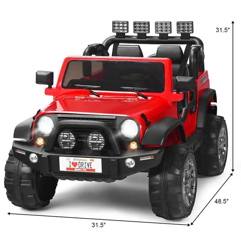 Load image into Gallery viewer, RC Electric Ride-On Toy Truck for Kids with 2 Seats and Storage Compartment - Red 12.6&quot;
