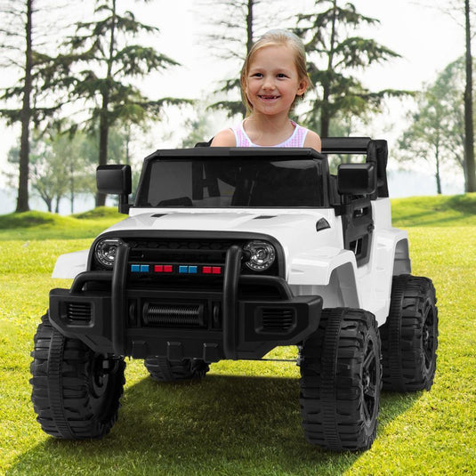 White 12V Electric Ride On Car for Kids with Music and Remote Control - 4 Wheels Fun Toy