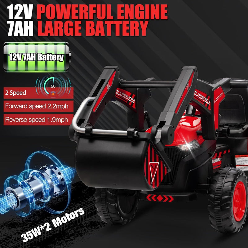 Load image into Gallery viewer, 12V Electric Ride-On Excavator with Detachable Trailer and Remote Control
