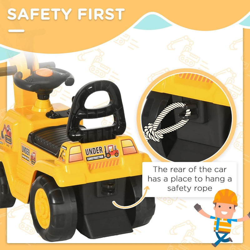Load image into Gallery viewer, Kids Ride-On Excavator Truck with Pull Cart, Horn, and Under-Seat Storage
