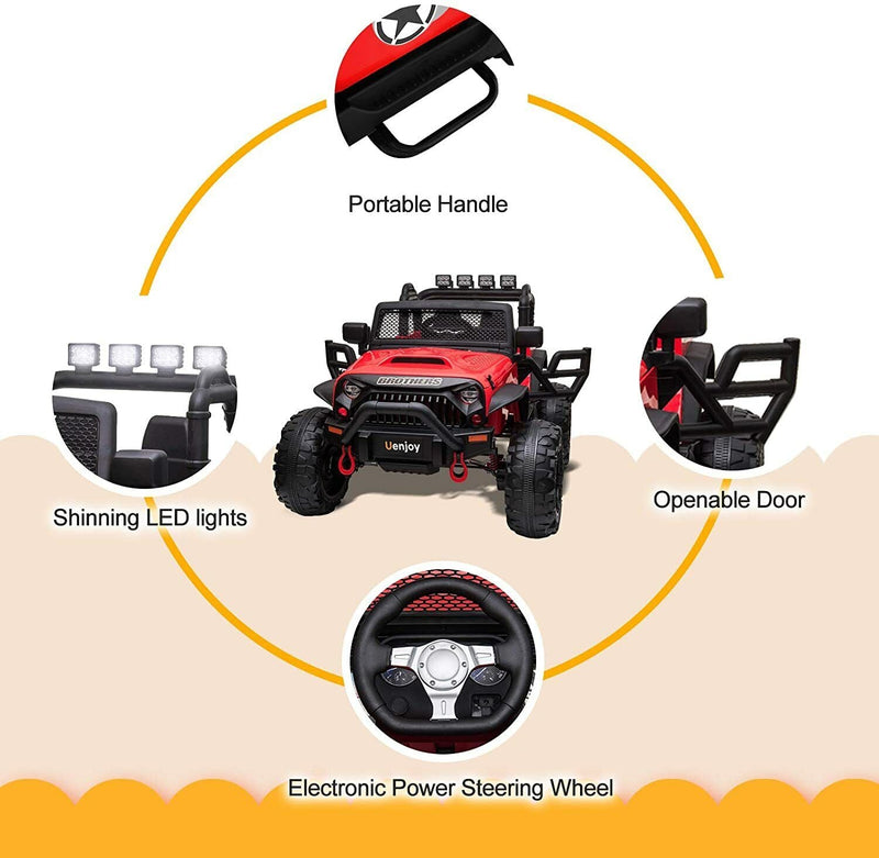 Load image into Gallery viewer, Uenjoy 12V Spacious Children&#39;s Electric Ride on Car 2 Seater Sport Utility Vehicle Truck Battery Powered with Remote Control
