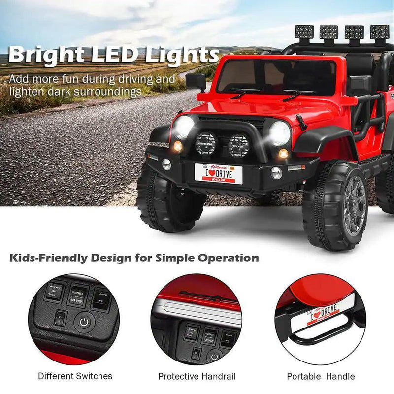 Load image into Gallery viewer, RC Electric Ride-On Toy Truck for Kids with 2 Seats and Storage Compartment - Red 12.6&quot;
