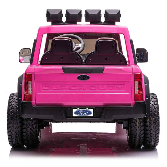 Custom Edition Pink 24V FORD F450 Ride-On Car Truck for Kids with 2 Seats, Remote Control, and LED Lights