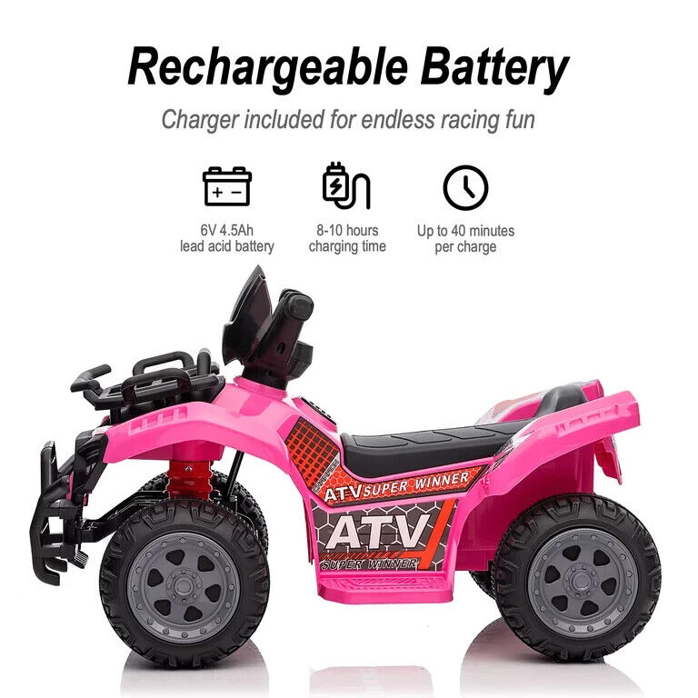 Load image into Gallery viewer, Electric Pink Four-Wheeler Ride-On Toy for Toddlers - 6V Kids ATV
