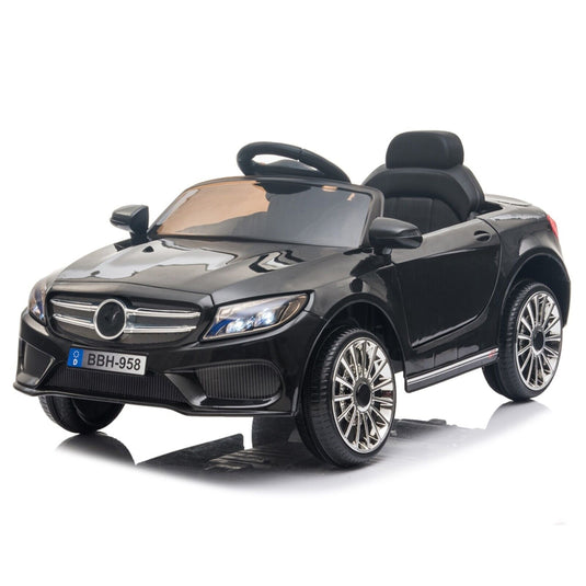 Electric Ride-On Car for Kids with Remote Control and LED Lights - Black