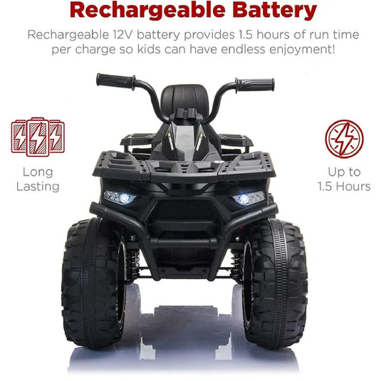 Miniyam 24V Electric ATV for Kids with LED Headlights - Black