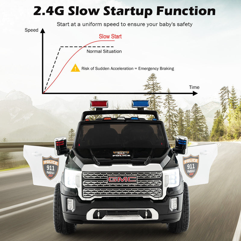 Load image into Gallery viewer, Licensed GMC Kids Ride On Police Car 2-Seater Truck with Remote Control and Music - 12V
