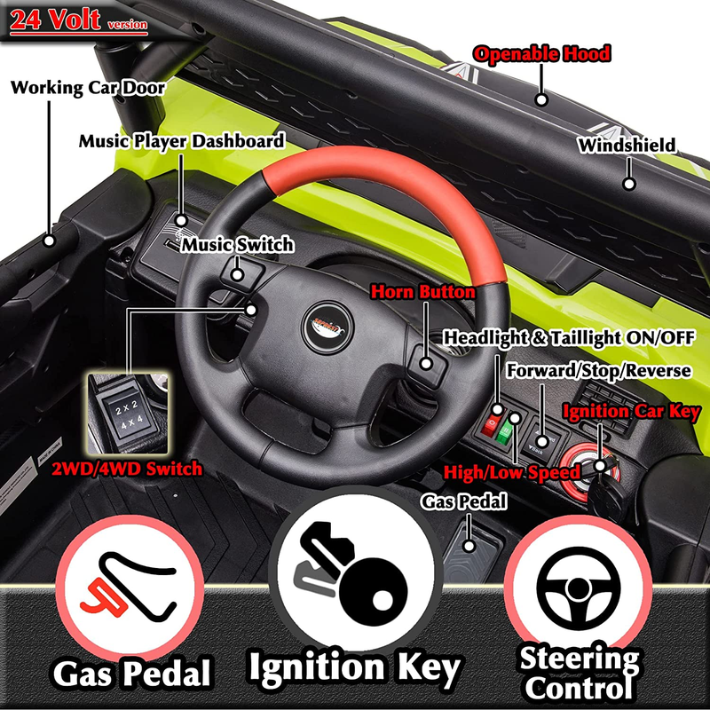 Load image into Gallery viewer, Remote Controlled Kids Electric 4x4 Truck Ride-on Toy - 24V Quad ATV
