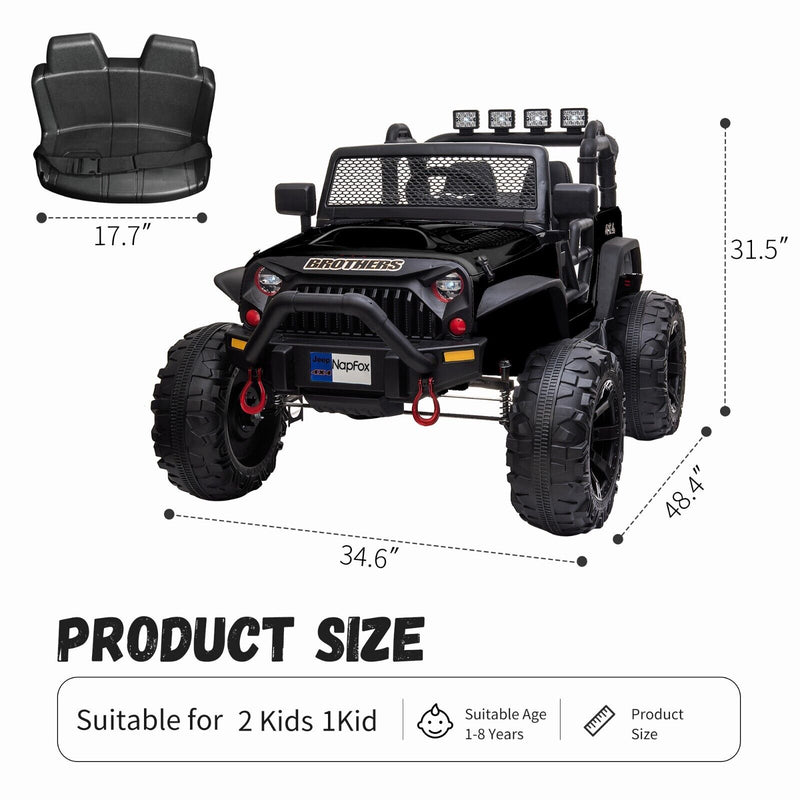 Load image into Gallery viewer, 12V Battery Powered Electric Ride On Car for Kids with 2 Seats - Black, 48.4

