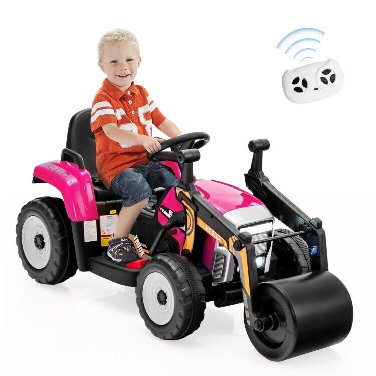Load image into Gallery viewer, 12V Electric Pink Tractor with Remote Control, Music, and LED Lights for Kids
