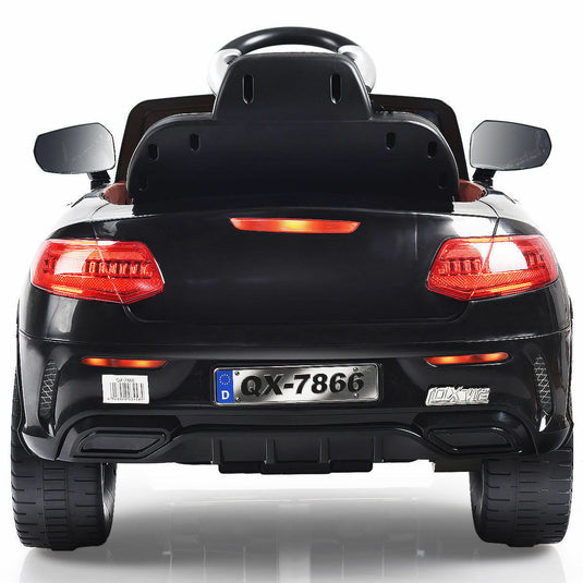 6V Kids Ride On Car with RC Remote Control and LED Lights - Black