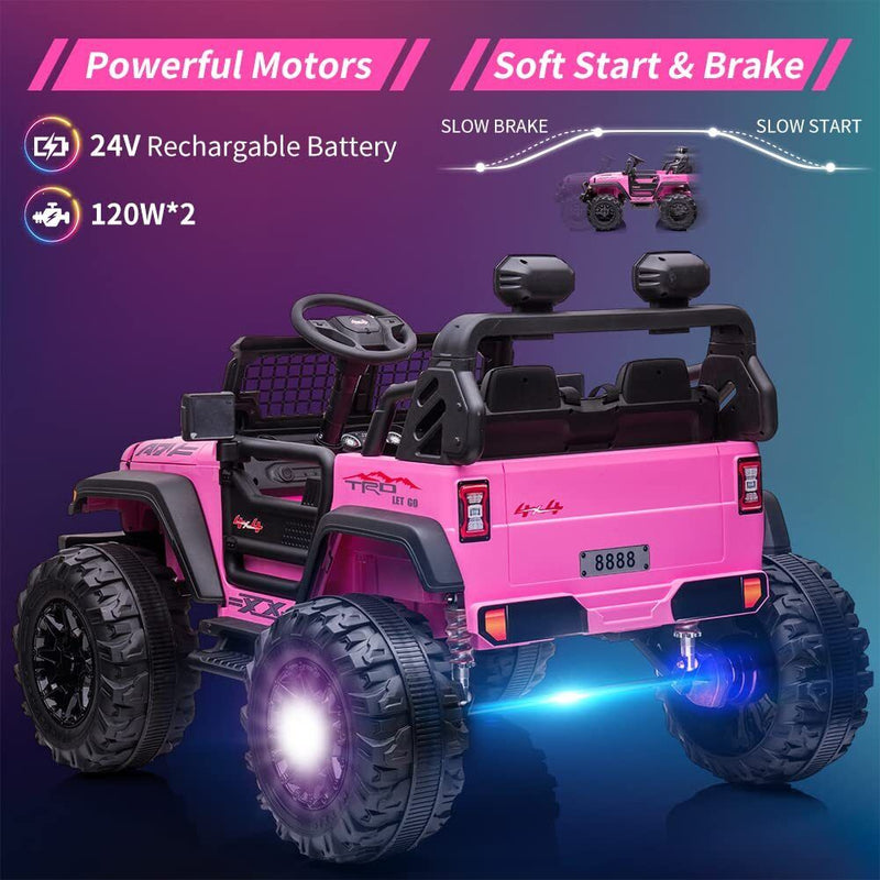 Load image into Gallery viewer, Extra Large Pink Ride-On Car for Kids with 24V Battery and 2 Seats - Includes Remote Control for Parental Supervision
