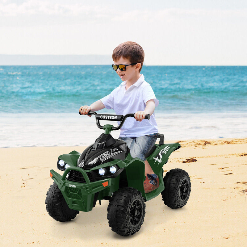 Load image into Gallery viewer, Electric Kids ATV with Headlights, Music, and Green Design - 12V Battery Powered
