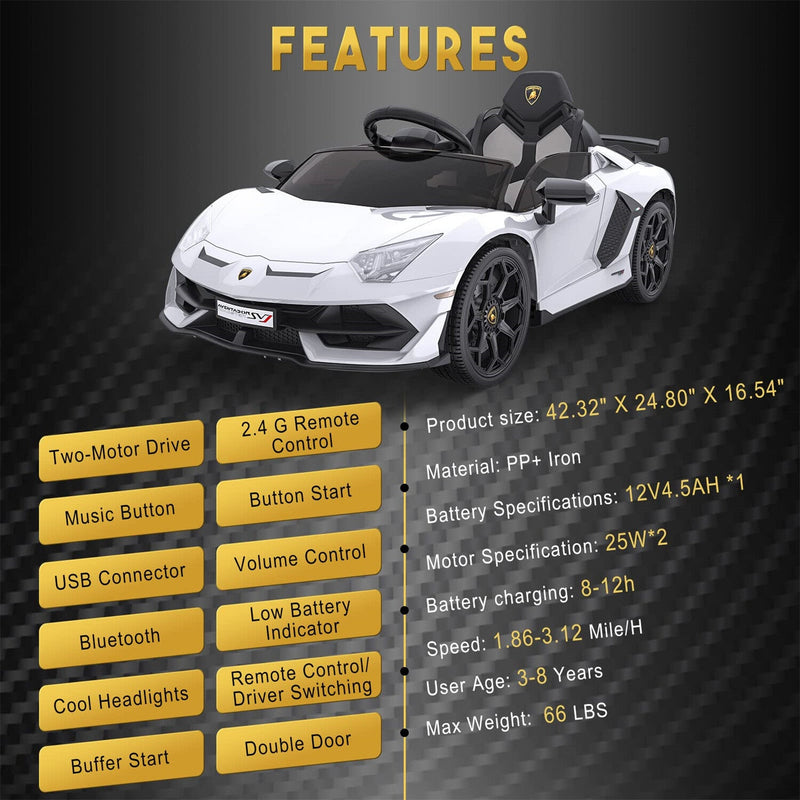 Load image into Gallery viewer, 12V Battery-Powered Ride-On Toy for Kids with LED Headlights and Hydraulic Doors
