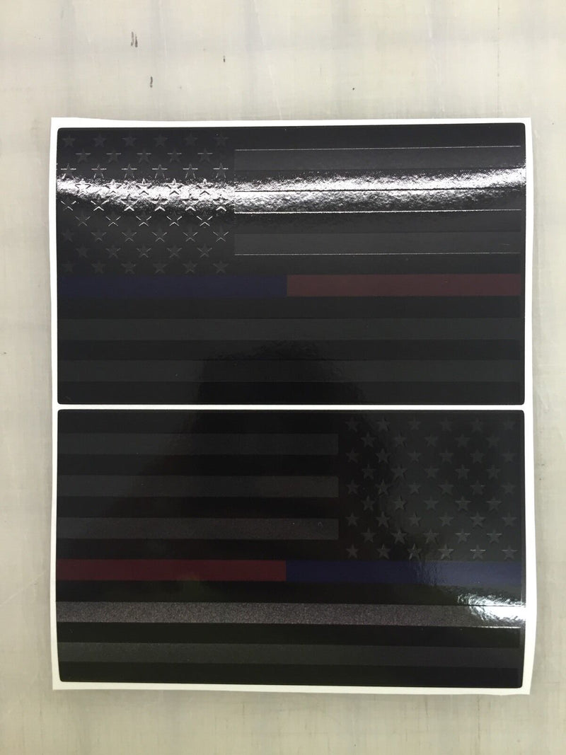 Load image into Gallery viewer, American Flag (Thin Red-Blue Line): 5&quot; 3M Reflective Decal Stickers (x2)
