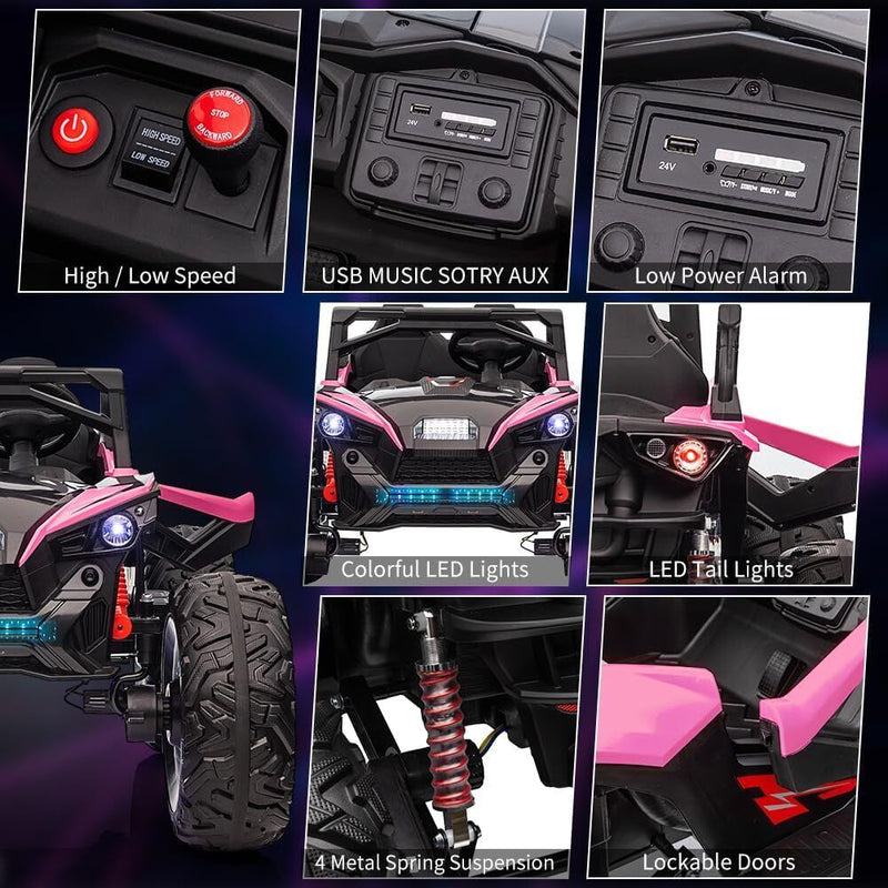 Load image into Gallery viewer, 24V 2 Seater Electric UTV with Remote Control Steering 4x4 Off-Road Vehicle Sound System LED Lights
