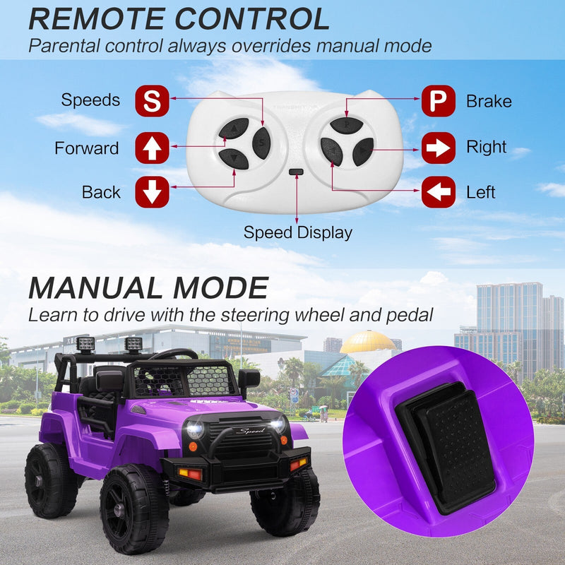 Load image into Gallery viewer, 12V Kids Ride-On Power Wheels Remote Control Truck Vehicle Purple
