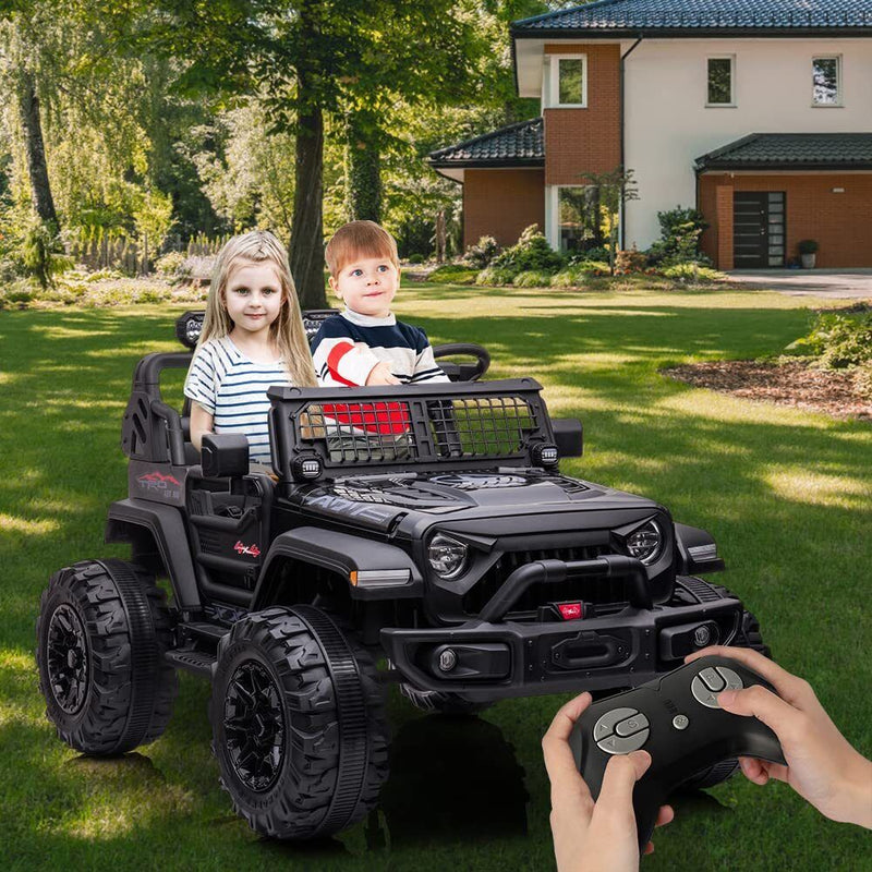 Load image into Gallery viewer, 24V Kids Ride On Car in Black with Remote Control - 2 Seater 20” Extra Large Seat Truck
