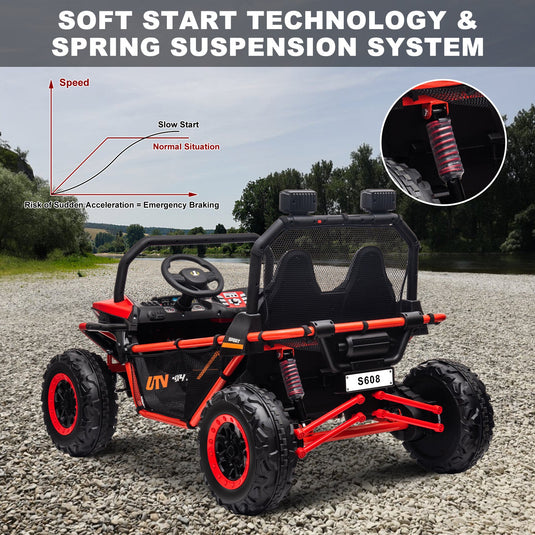 24V Kids 2-Seater Electric Ride-On UTV Truck with 4WD and 320W Motor, Remote Control