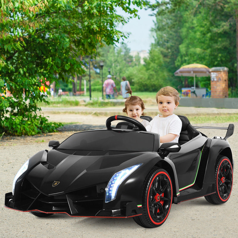 Load image into Gallery viewer, 2-Seater Licensed Lamborghini Kids Ride On Car with RC and Swing Function - Black (12V)

