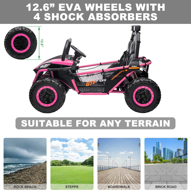 Load image into Gallery viewer, 24V Kids 2-Seater Pink Ride-On UTV Toy with 400W Motor, Metal Frame, and EVA Wheels
