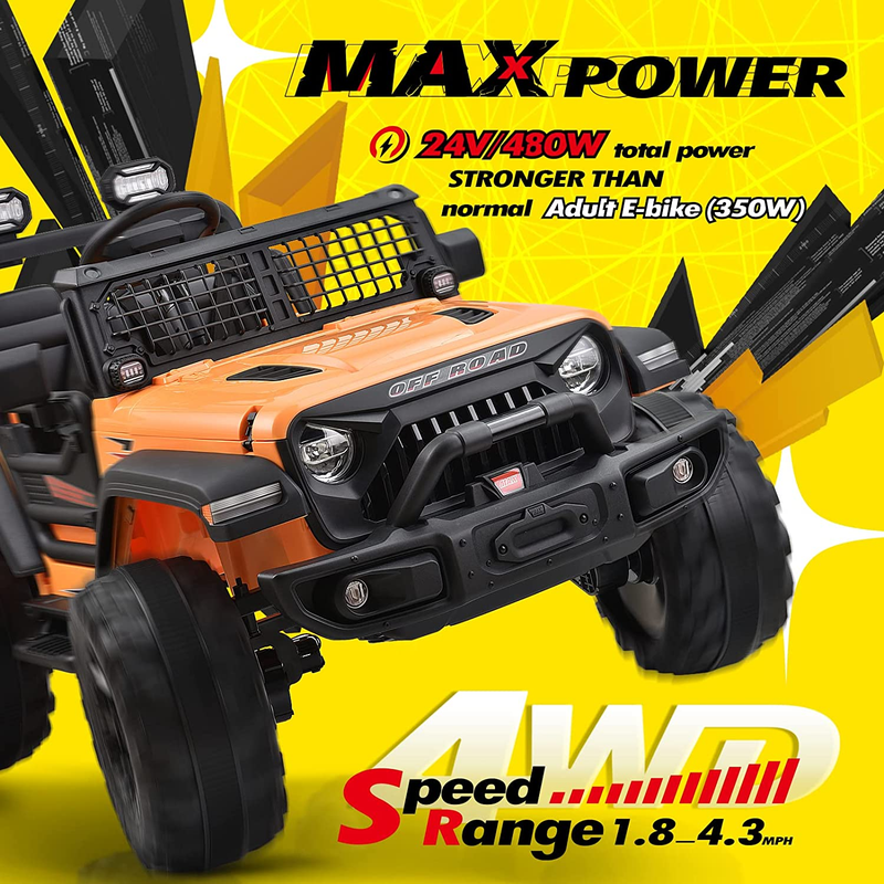 Load image into Gallery viewer, XXL 4X4 Battery-Powered 2-Seater 4WD Kids Electric Vehicle - 24V MAX Ride-On Truck
