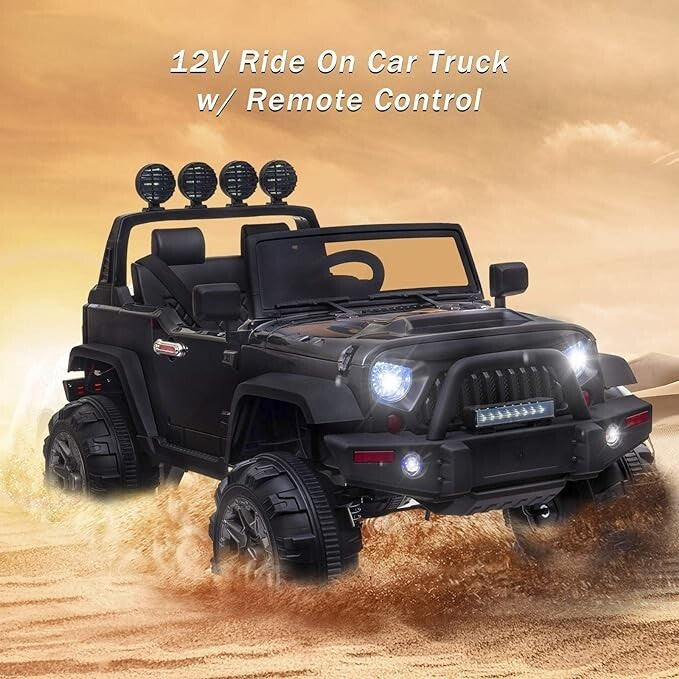 Load image into Gallery viewer, 12V Electric Ride-On Pickup Truck for Kids with 3 Speeds and Remote Control, Black
