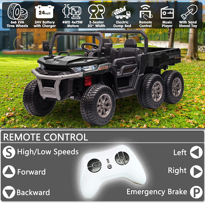 Load image into Gallery viewer, 6X6 24V Children&#39;s Electric Vehicle 4WD Double Seater Ride-On Truck Dump Bed 6 Wheeler UTV Plaything
