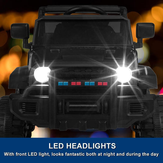 Electric 12V Black Kids Ride-On Truck with 2.4G Remote Control and 3 Speed Modes