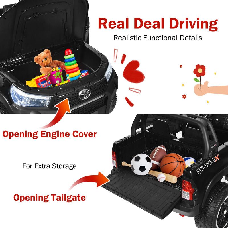 Load image into Gallery viewer, Licensed Toyota Hilux Ride On Truck Car 2-Seater 4WD with Remote Control - Painted Black
