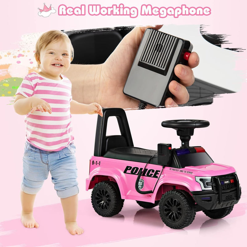 Load image into Gallery viewer, Toddler Ride-On Push Police Car Foot-to-Floor Sliding Toy with Siren
