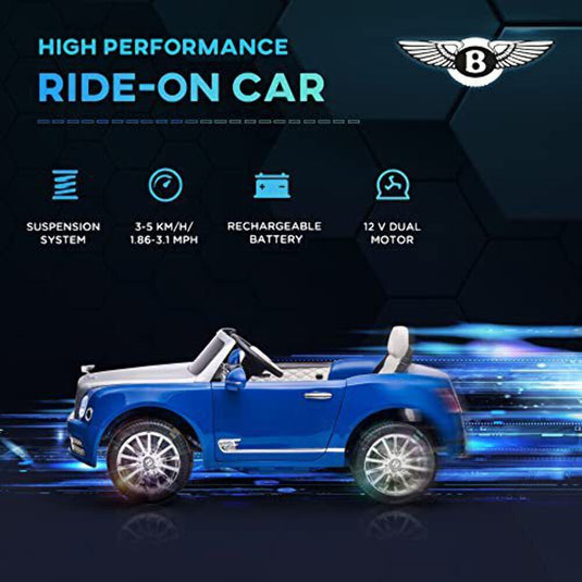 Bentley 12V Electric Ride-On Vehicle with Remote Control, Battery-Operated Car with Suspension
