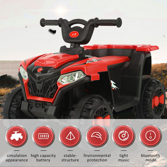 Electric ATV Ride-On Car with MP3 Player and LED Lights - 6V Battery Powered, 4-Wheeled Beach Cruiser