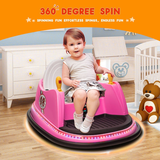 6V Kids Ride-On Bumper Car with Remote Control, 360° Spin and Flashing Lights for Toddlers