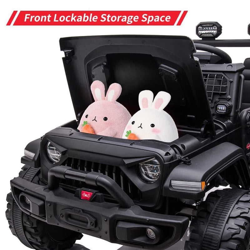 Load image into Gallery viewer, 24V Kids Ride On Car in Black with Remote Control - 2 Seater 20” Extra Large Seat Truck
