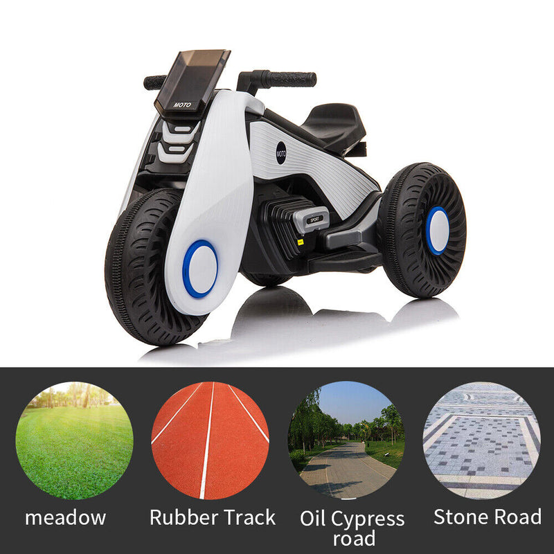 Load image into Gallery viewer, 3-Wheel Double Drive Electric Motorcycle for Kids in White

