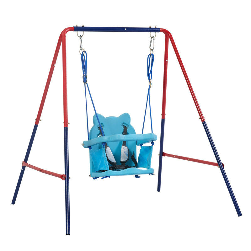 Load image into Gallery viewer, Green and Blue Baby Swing Set 2-in-1 Plastic Safe Mental Development Toy
