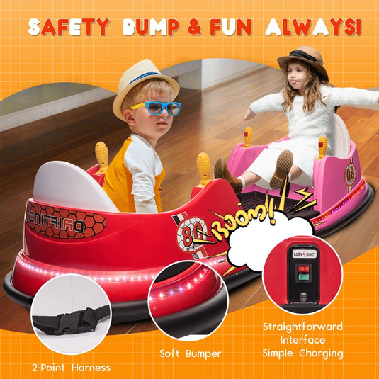 6V Kids Ride-On Bumper Car with Remote Control, 360° Spin and Flashing Lights for Toddlers