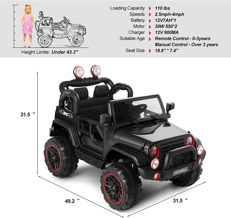 Load image into Gallery viewer, 2 Seater Electric Ride-on Truck with Car Cover and Parental Remote Control - 12V Kids Vehicle
