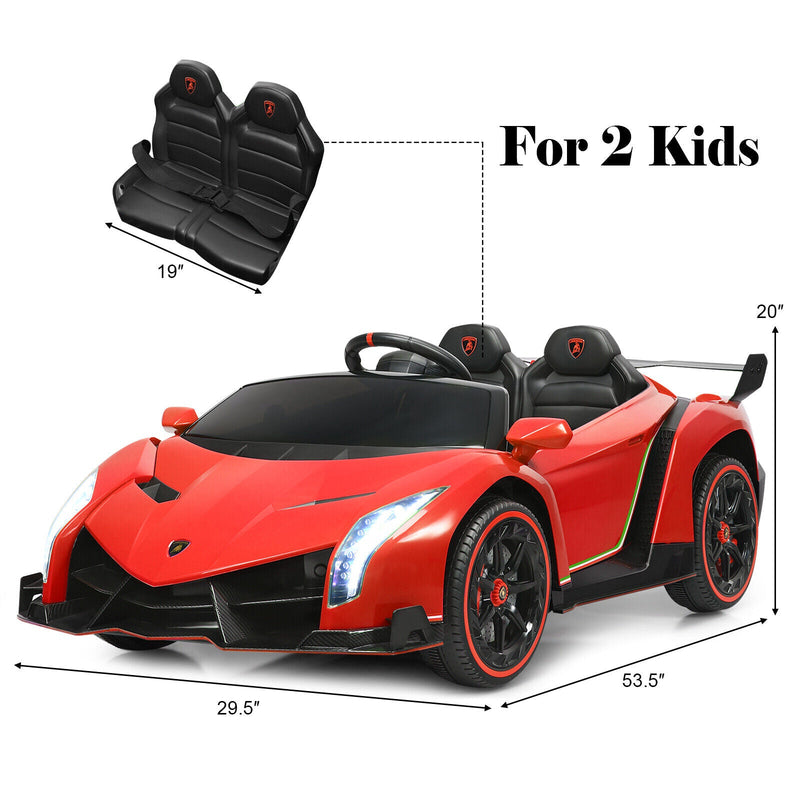 Load image into Gallery viewer, 2-Seater Licensed Lamborghini Kids Ride On Car with RC and Swing Function - Red (12V)
