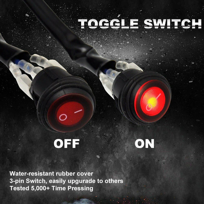 Load image into Gallery viewer, LED LIGHT BAR WIRING HARNESS KIT (2 LEADS 16AWG) WITH FUSE 12V 40A RELAY 3/4" ON/OFF SWITCH
