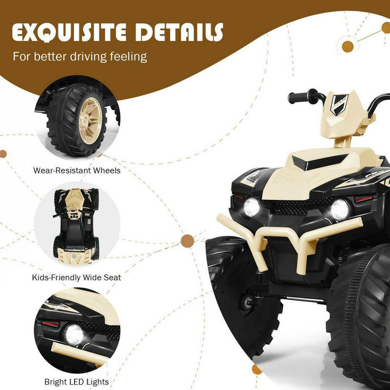 Load image into Gallery viewer, Yellow 12V Electric Ride-On Quad for Kids with Music and LED Lights
