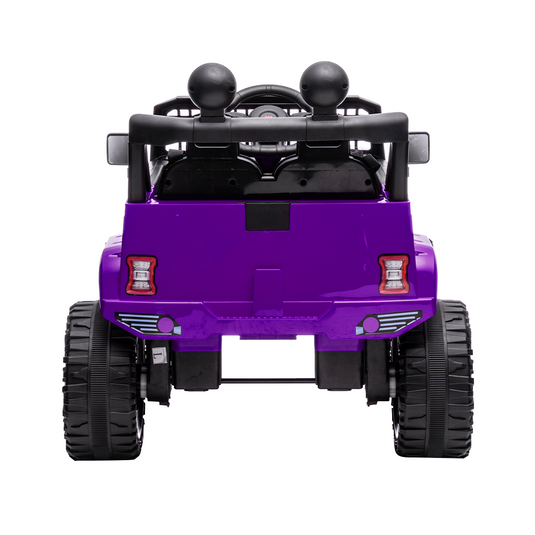 12V Kids Ride-on Truck with Parental Remote Control and LED Lights - Purple