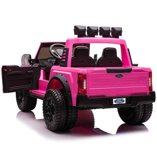 Custom Edition Pink 24V FORD F450 Ride-On Car Truck for Kids with 2 Seats, Remote Control, and LED Lights