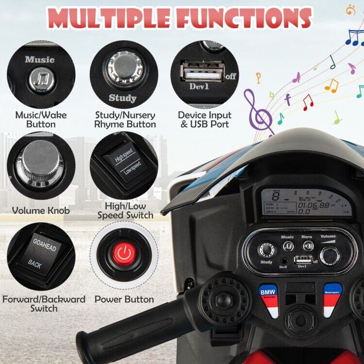 Load image into Gallery viewer, Electric Ride-On Motorcycle for Kids with Lights, Music, and 3 Wheels - Red
