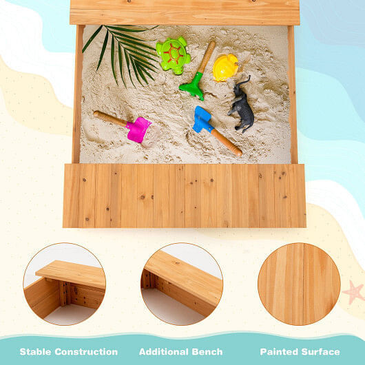 Load image into Gallery viewer, Multi-Functional Wooden Sandbox with Bench Seats and Storage Boxes for Kids
